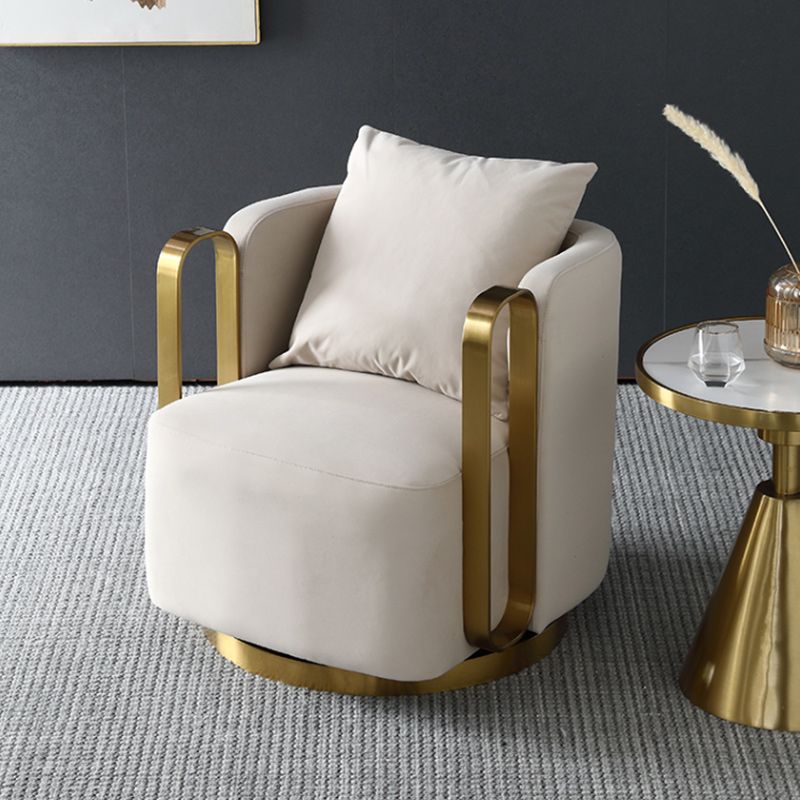 Glam Arm Chair Pillow Back Gold Base Arms Included Living Room Armchair