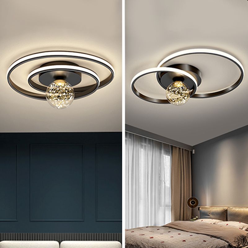 1-Light LED Metal Flush Mount Light Contemporary Slim Flush Ceiling Light for Bedroom