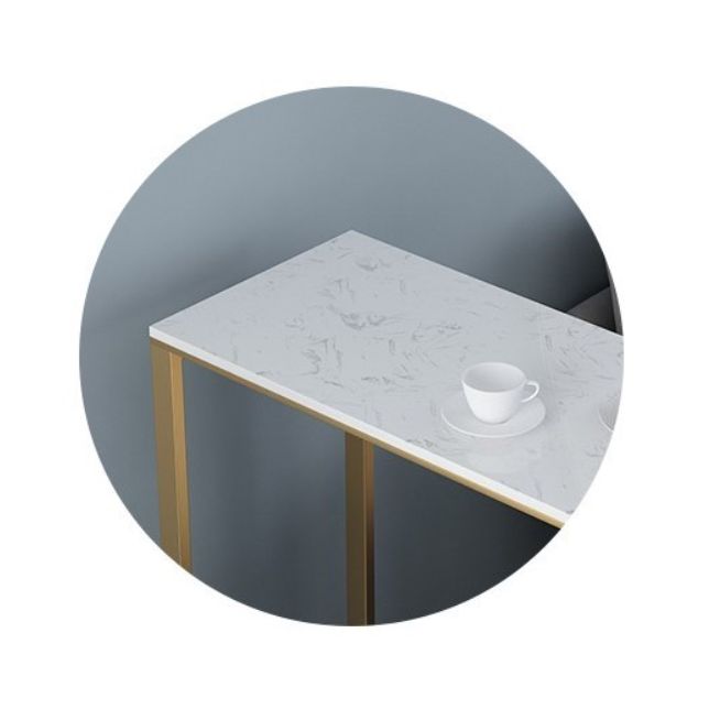 Glam 1/2/3 Pieces Bar Table Set Rectangle Stone Counter Table with Stools for Living Room