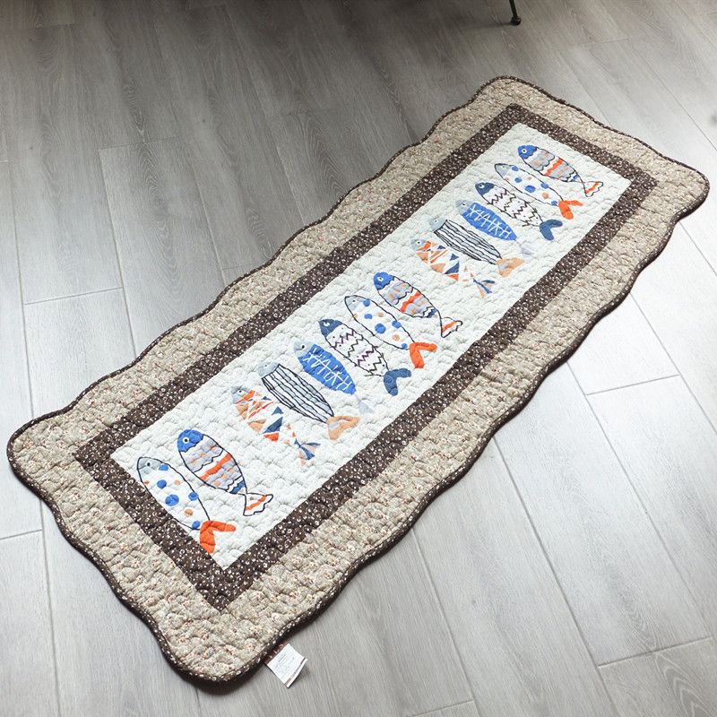 Modern Cartoon Printed Rug Multicolored Cotton Area Carpet Non-Slip Pet Friendly Washable Indoor Rug for Room