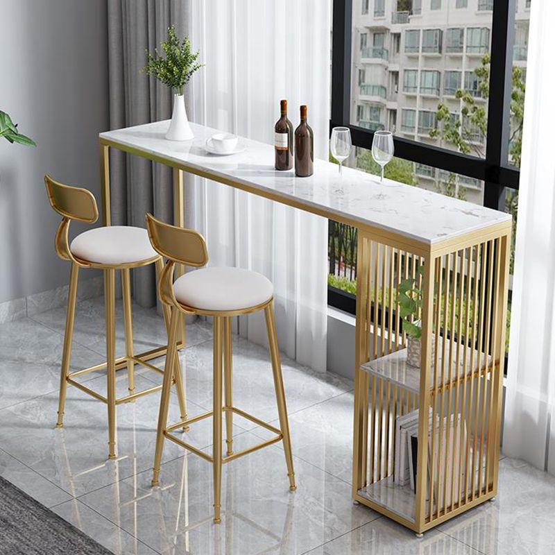 Glam Stone Bar Table Set 1/3 Pieces Rectangle Counter Table Set for Indoor