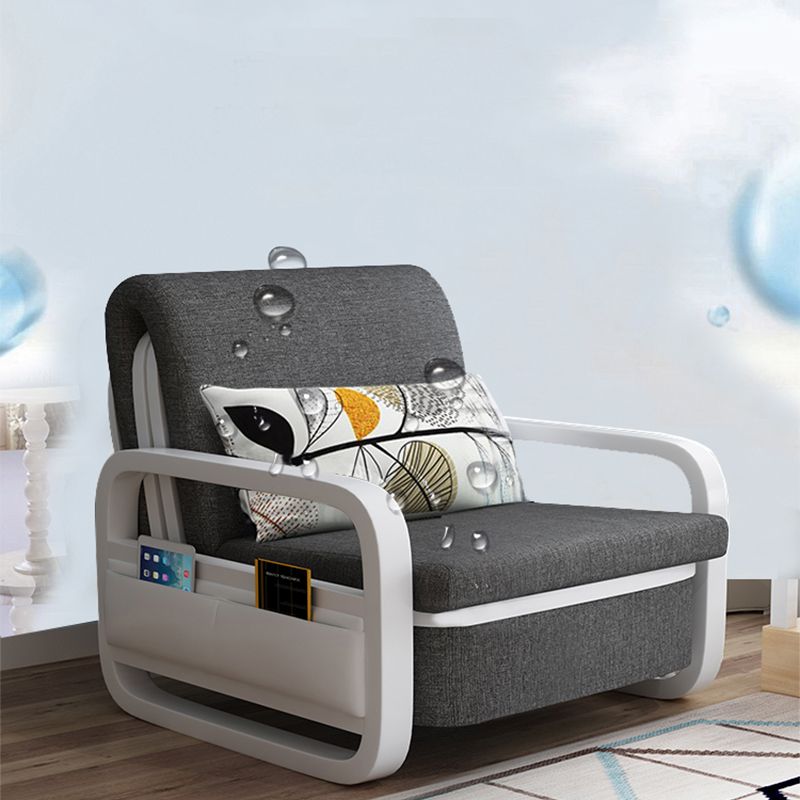 Contemporary Square Arm Convertible Cotton Blend Bed Sofa Couch in Grey