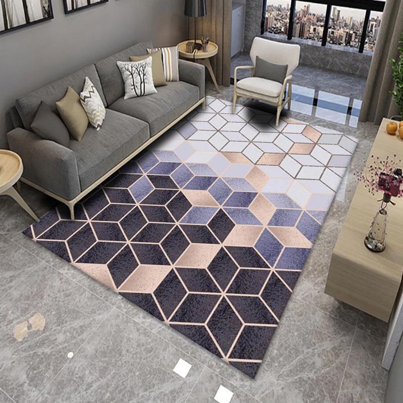 Chic Multicolor Modern Rug Polyester Geometric Color-Block Rug Anti-Slip Machine Washable Stain Resistant Rug for Living Room