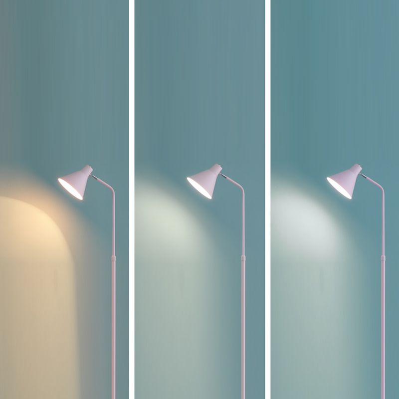 Côté de lecture de sol en métal moderne Cône 1-Light Light avec tiroir pour le salon