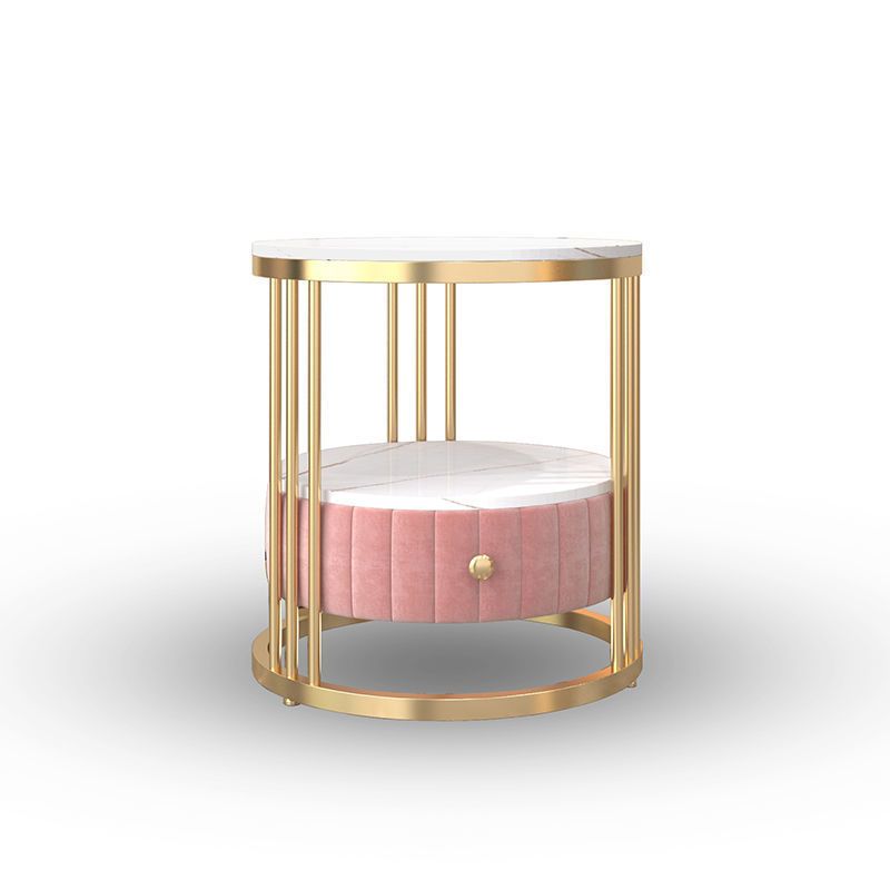 Glam 1 - Drawer Accent Table Nightstand 21.65" Tall Stone Night Table