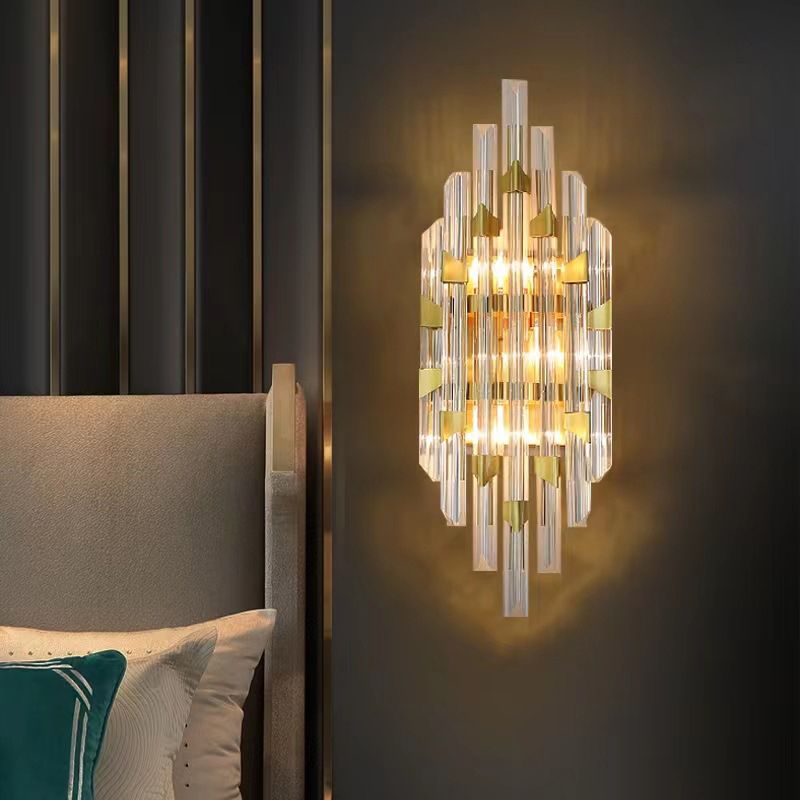 Clear Crystal 2 - Light Wall Sconce in Gold Metal Post Modern Wall Light
