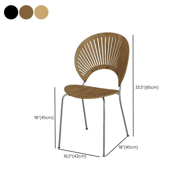 Metal Base Dining Chairs Modern Style Open Back Armless Chair