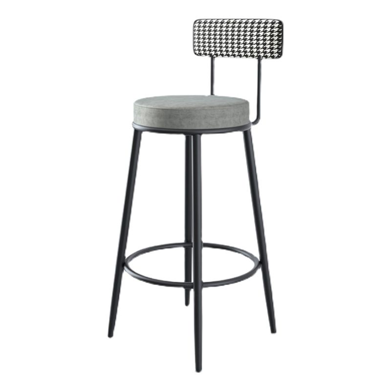 Modern Backrest Armless Counter Stool Iron Kitchen Bar Stool with Velvet Cushion