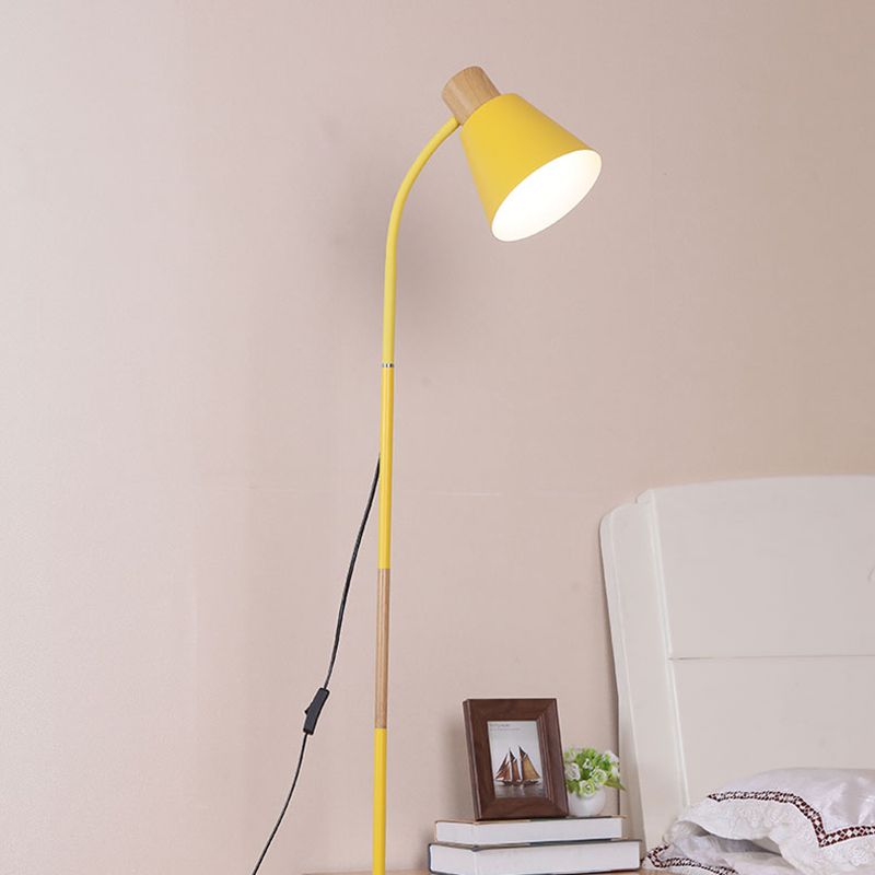 Nordic Flexible Arm Floor Light Metallic 1 Bulb Study Room Standing Light