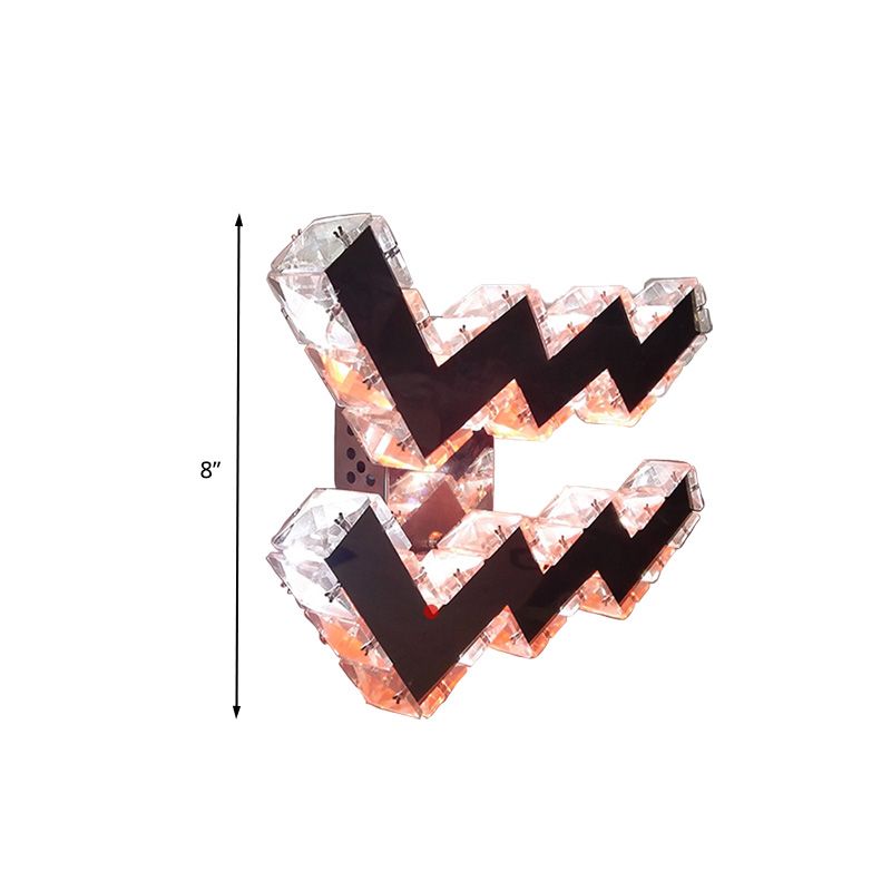 Nickle Curvy Wall Mount Lamp Modernism LED Beveled Crystal Prism Sconce Light Fixture in White/Red/2 Color Light