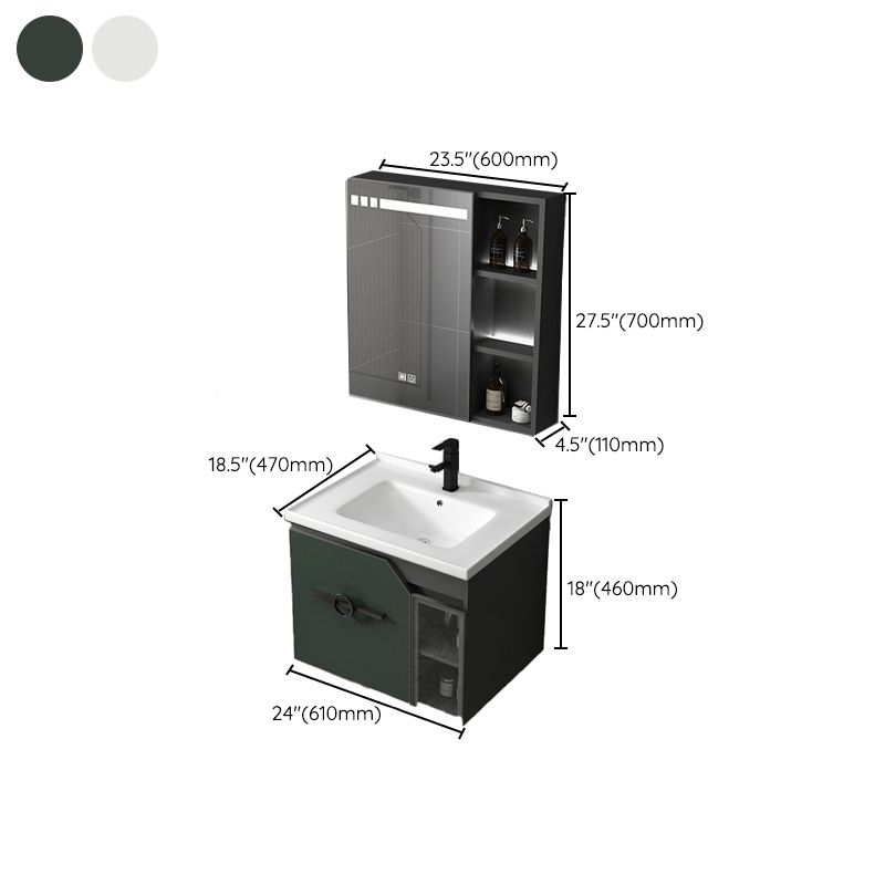 Metal Frame Bath Vanity Mirror Rectangle Wall Mount Single Sink Bathroom Vanity Set