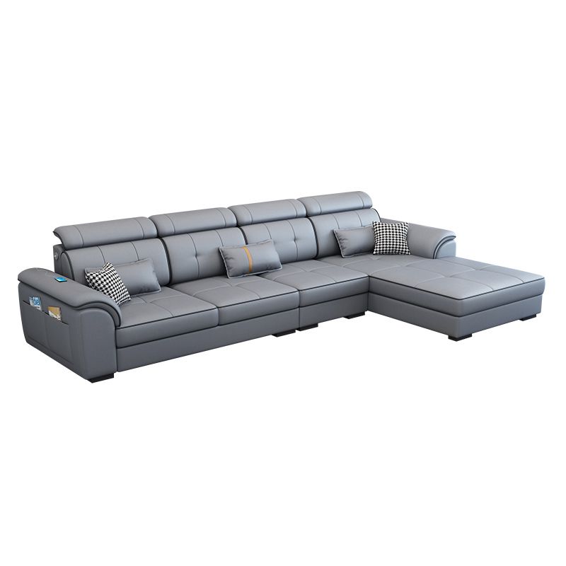 Pillowed Back Cushions Cotton Blend /Faux Leather Furniture Sectionals