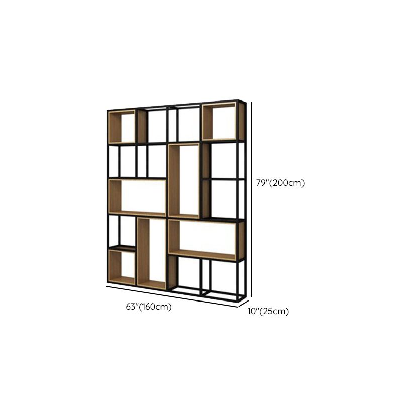 Natural Metal Etagere Shelf Bookcase Shelves Included Open Bookshelf for Study Room