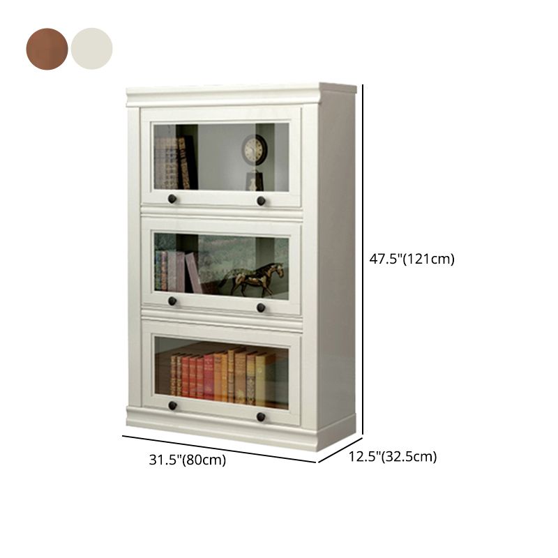 12.80"W Bookcase Contemporary Style Solid Wood Bookshelf for Home Office with Doors