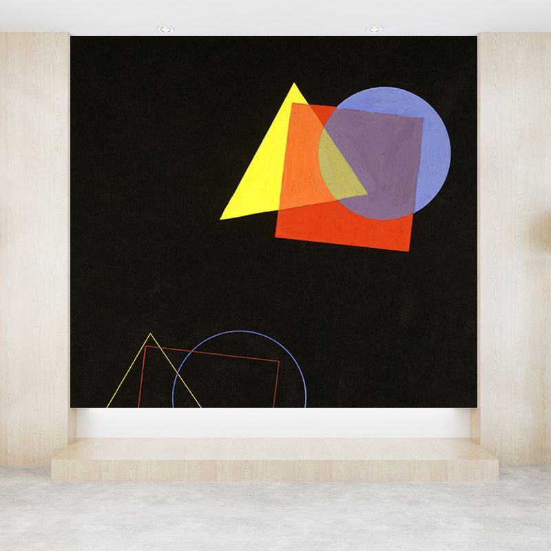 Modern Art Geometric Mural Decal Multicolored Dorm Room Wall Covering, Stain-Proof