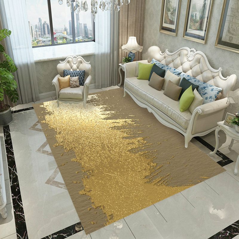 Contemporary Rug Polyester Abstract Print Carpet Stain Resistant Area Rug for Living Room