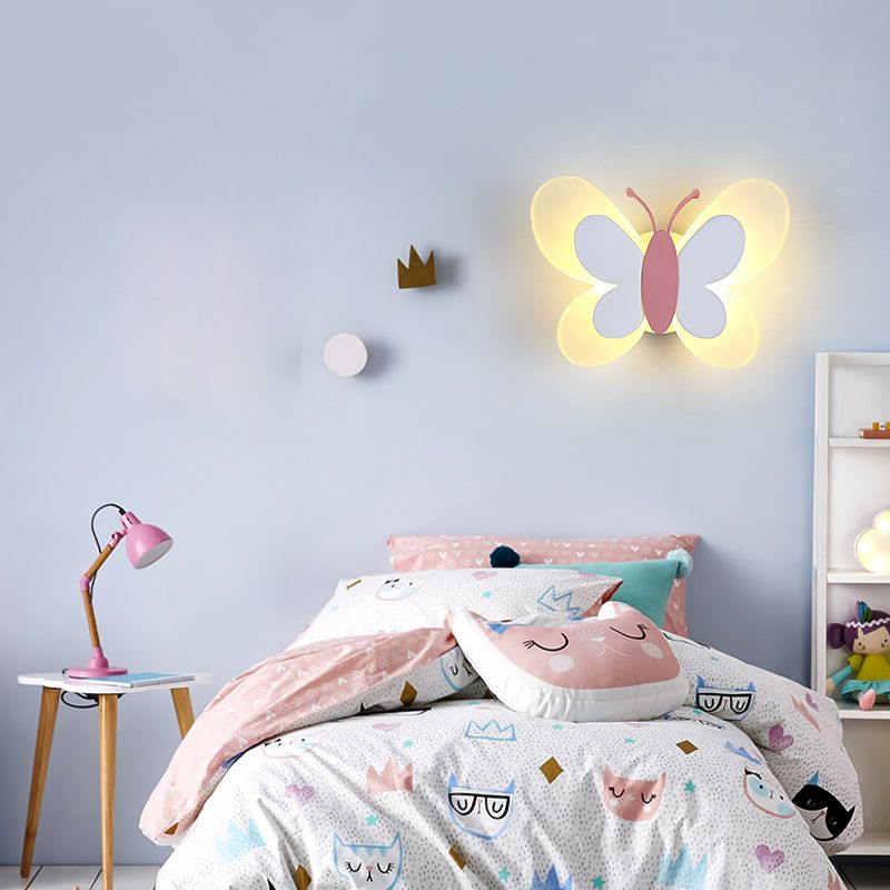 1 Light Butterfly Wall Sconce Modern Style Metal Wall Lighting for Bedroom