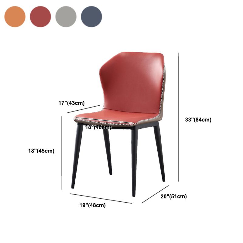 Industrial Wingback Side Chair Faux Leather Armless Dining Chairs