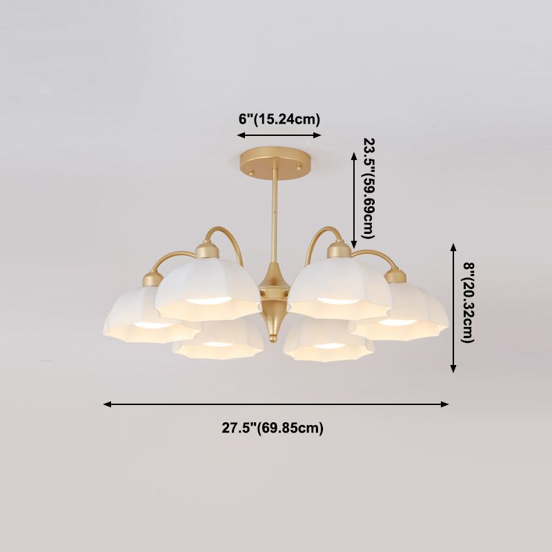 Glass Floriated Pendant Light in Modern Creative Style Lacquered Iron Chandelier for Dining Room