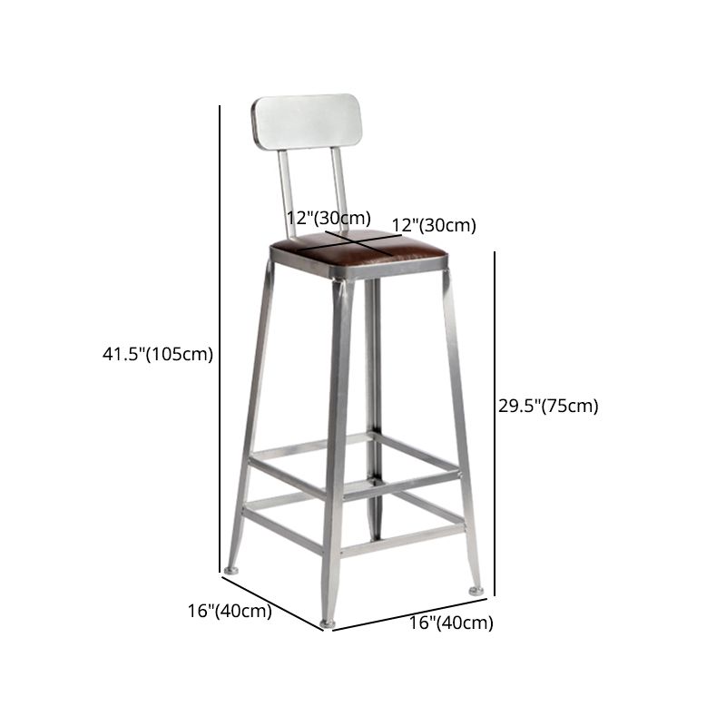 Taburete de bar moderno sin brazos, de hierro, para restaurante, con cojín y pedal de cuero