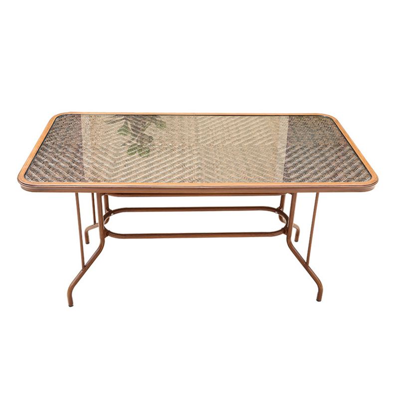 Modern Glass Top Dining Table Set 1/5/7 Pcs Brown Dining Set