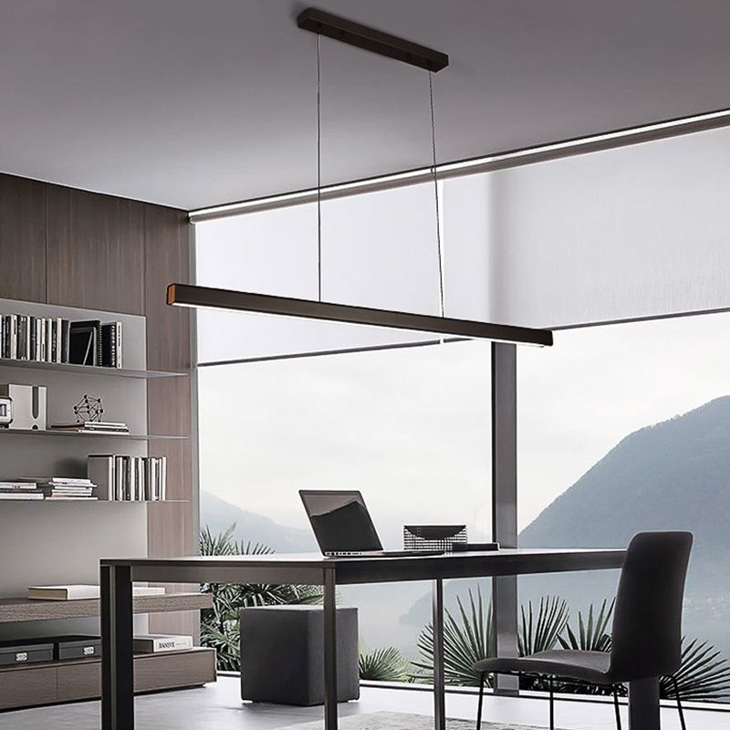 Rectangle moderne LED Island Chandelier 1-Light Office Pendant Lighting avec une teinte acrylique