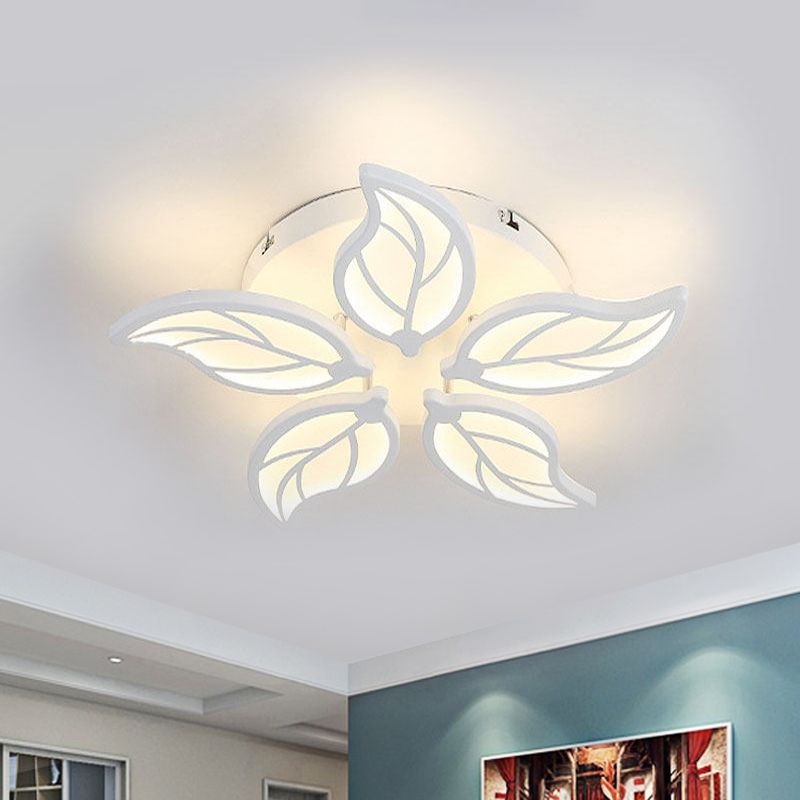 1/2-Tier Leaf Acrylic Flush Light Fixture Contemporary White LED Ceiling Lamp in Warm/White Light, 22"/27" Wide