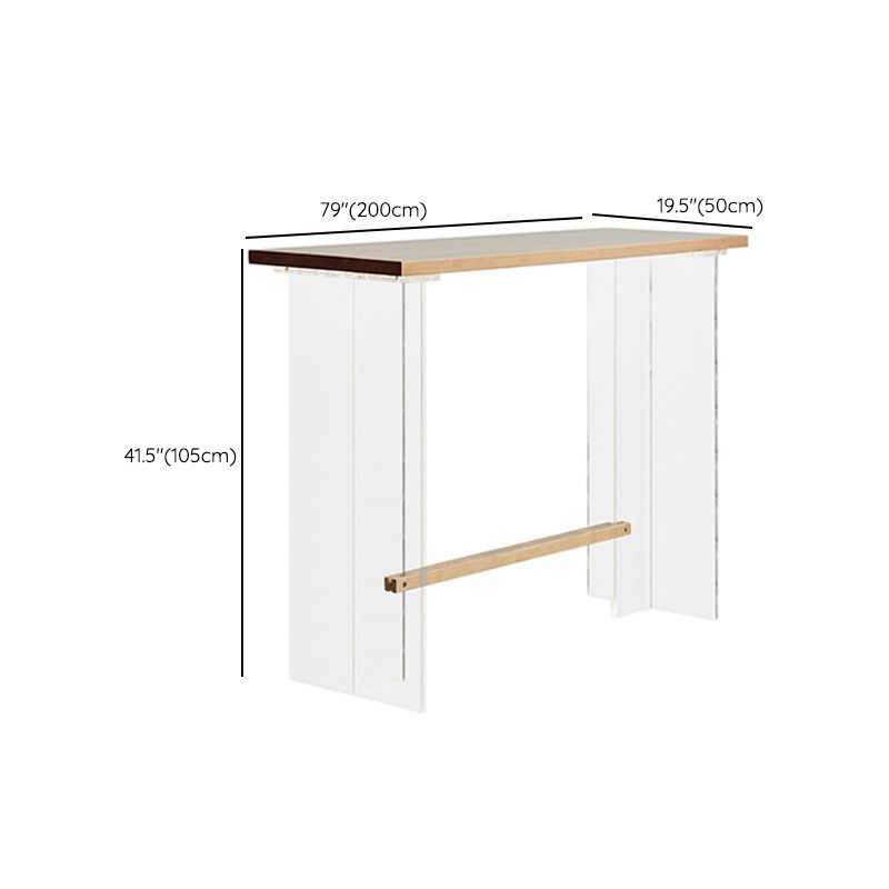 Wood and Acrylic Base Counter-height Pub Table Rectangle Pub Table