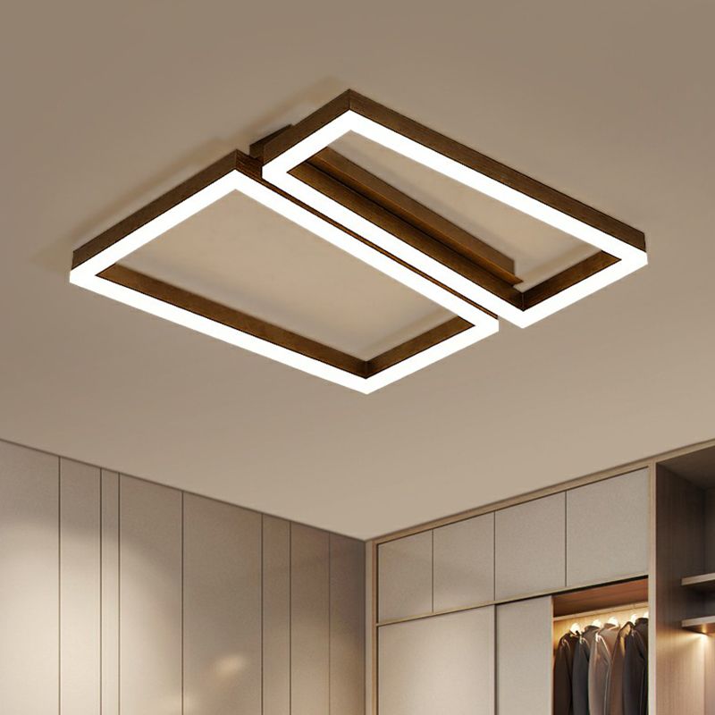 Trapezoid Metal LED Ceiling Mount Light Simple Coffee Finish Flushmount Lighting for Living Room