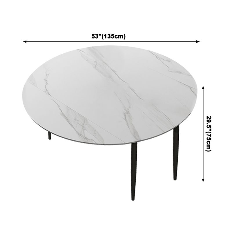 Modern Style Round 4 Legs Table Stone Dining Room Home Furniture with Drop-Leaf