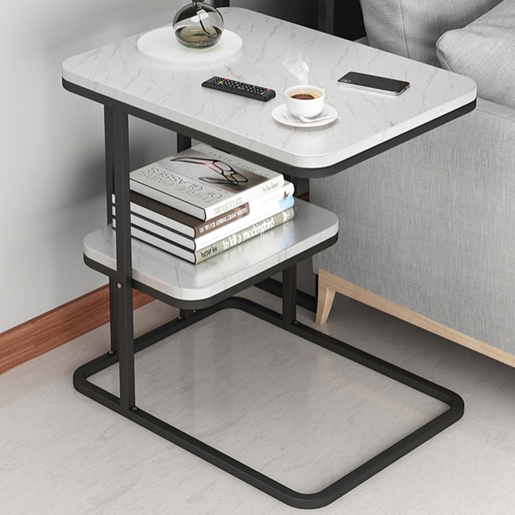 22.8" Tall Wooden Nightstand in Grey/ White / Black Modern Night Stand