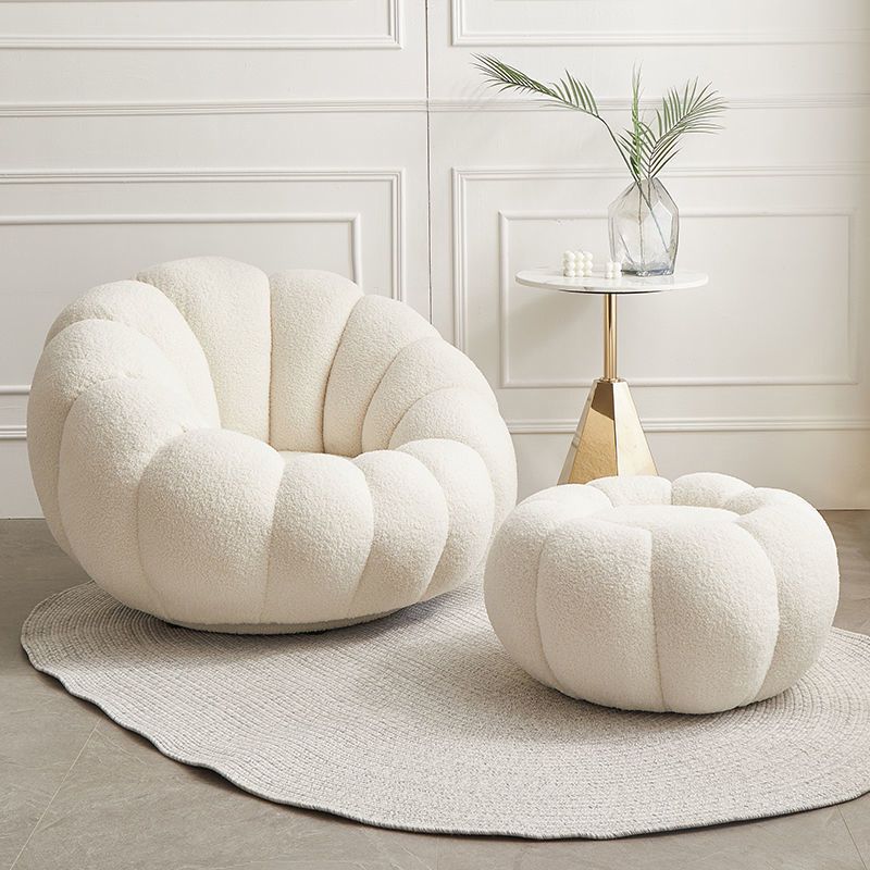 Modern Velvet / Wool Blend Accent Chair, 100 Wide Fixed Back Chair and Ottoman