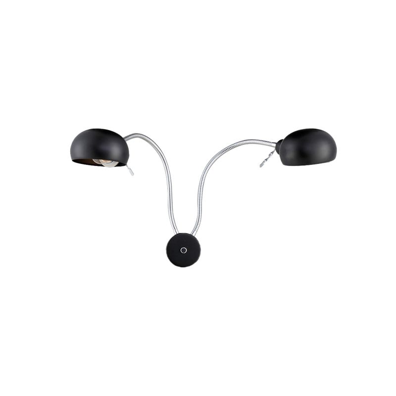 Doppelwölker Metall Wandleuchte Industrial Style 2 Lichter Schlafzimmer Wandleuchte mit flexiblem Arm in Schwarz/Chrom