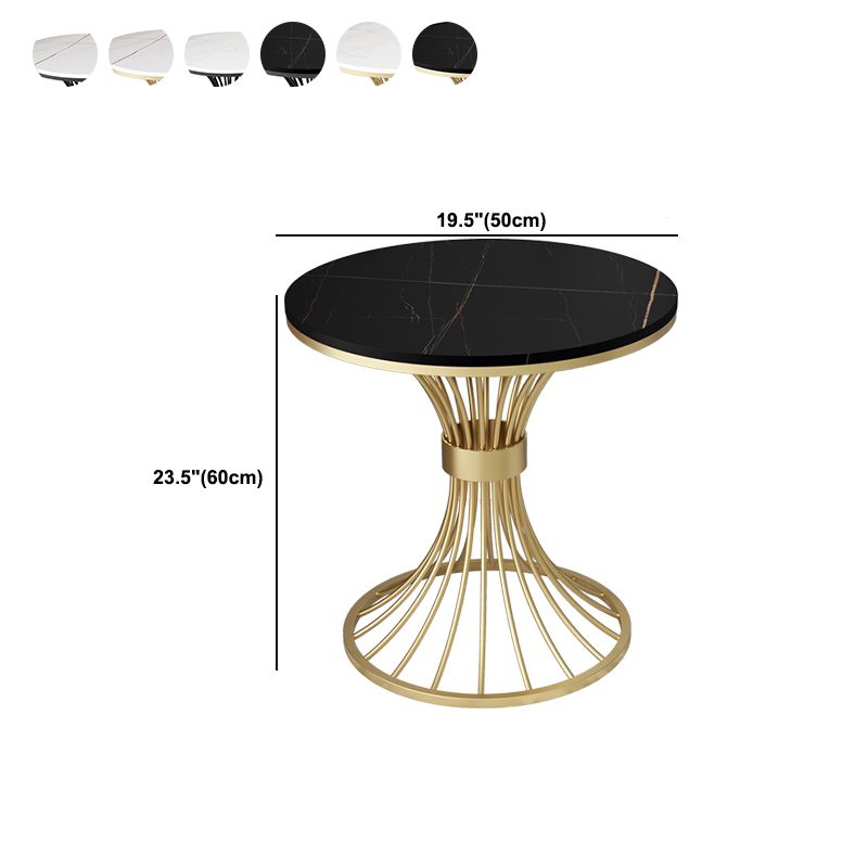 Modern Round Marble Top Side Table Ironcraft Pedestal End Table