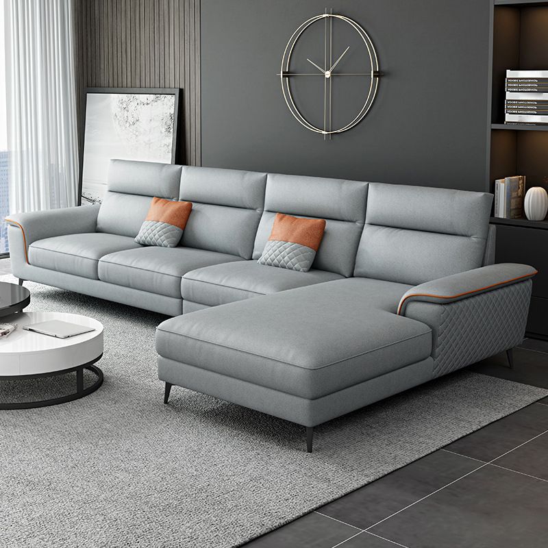 Contemporary Faux Leather Stationary Living Room Cushions Sofa Chaise