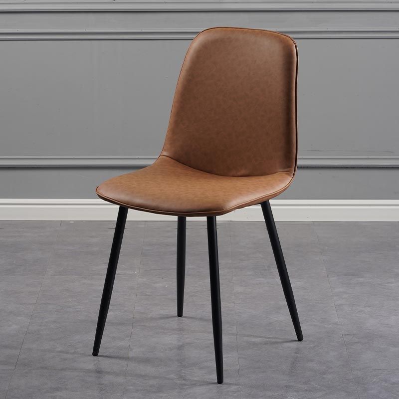 Industrial Leather Armless Dining Chair Wingback Side Chair for Kitchen