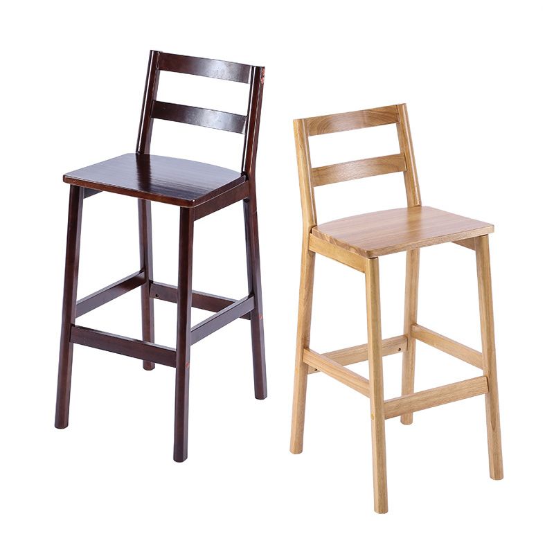 Cafe Simple Solid Wood Barstool Indoor Bar Stool with Backrest