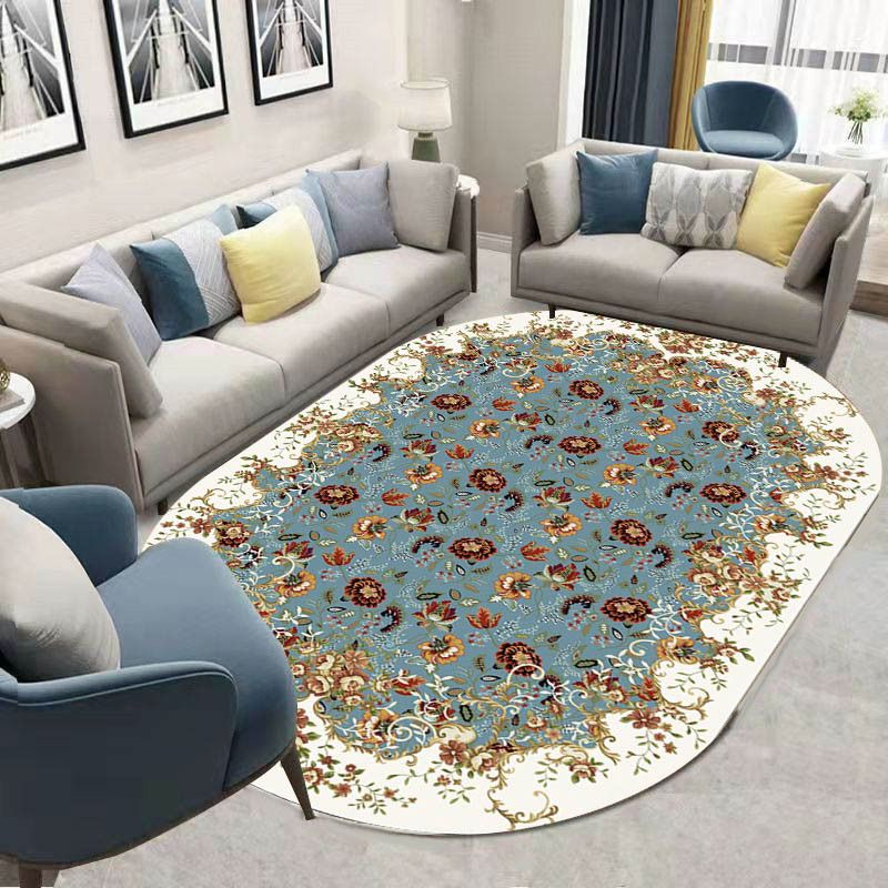 Green Bohemian Rug Blending Graphic Rug Non-Slip Backing Rug for Living Room