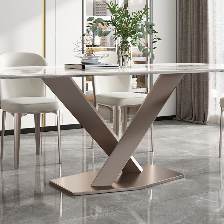 Mesa de comedor de lujo tradicional mesa de rectángulo de pedestal único para el hogar