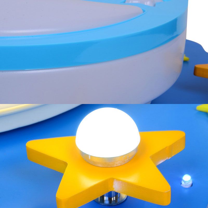 Acrylic Night View Flush Ceiling Light Cartoon Ceiling Lamp in Blue for Kindergarten