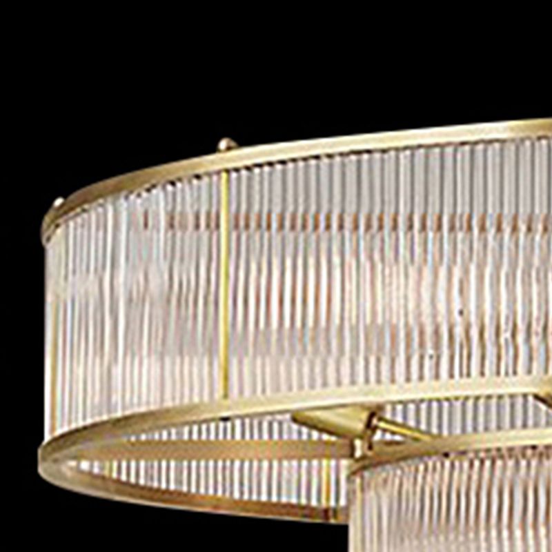 Gold Metal Chandelier Light Fixtures Traditional Round Multi-Head Hanging Pendant Lamps with Crystal