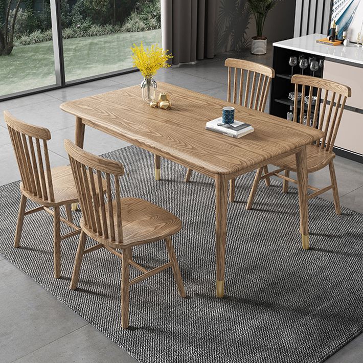 Ash Wood Dining Table Luxury Style 4 Legs Base Solid Wood Table for Dining Room