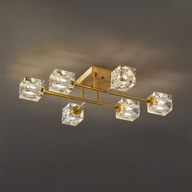 Lámpara de montaje de color de cristal de Flush de cristal moderno en oro para sala de estar