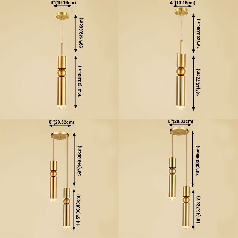 1/2 Lights Hanging Light in Gold Contemporary Pendant Lighting for Bedroom