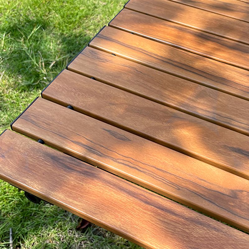 Solid Wood Dining Table Industrial Rectangle Folding Table with Metal Base