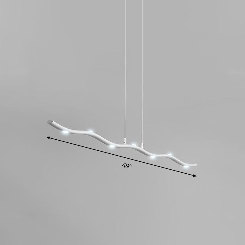 Wave Metal Island Lighting Fixture Simple Style 5/7 Heads White Pendant Light Kit, Warm/White Light