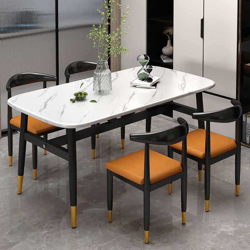 Nordic Style Dining Side Chairs Armless Chairs for Kitchen with Metal Legs (Set of 2)