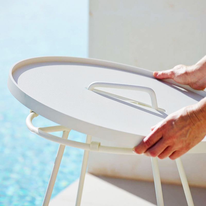 Modern Style Round Side Table Aluminum Rust Resistant Patio Table