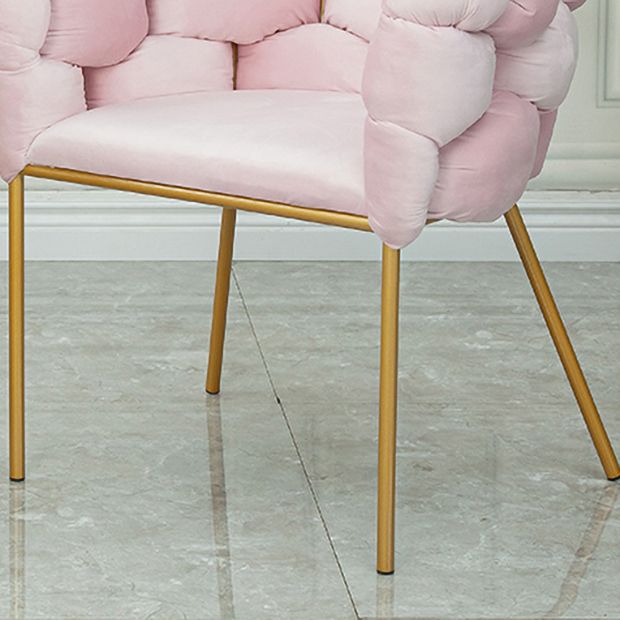 Glam Metal Dining Room Chair Velvet Dining Side Chair for Home Use