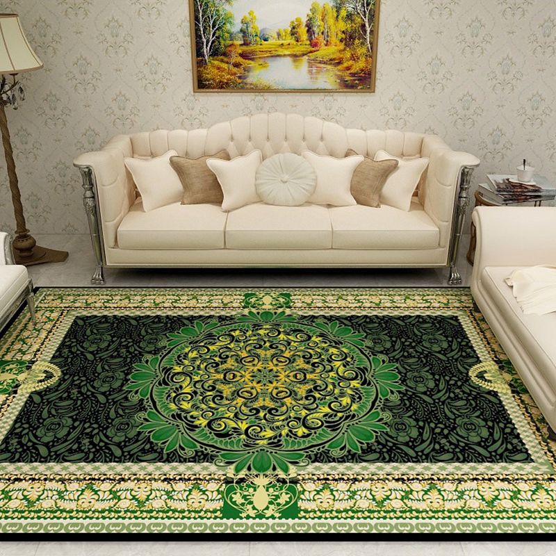 Retro Medallion Printed Carpet Polyester Area Rug Non-Slip Backing Indoor Carpet for Living Room